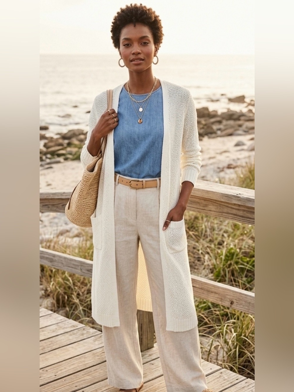 Moon & Mafison Elegant  Western Cozy Comfy Cream Women's  Cardigan Sweater. XS